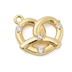 Золотой Латунные микро проложить кубического циркония подвески, крендельки-талисманы, золотые, 12x14.5x4 мм, отверстие : 1.2 мм