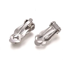 Stainless Steel Color 304 Stainless Steel Clip-On Earrings Findings, Stainless Steel Color, 16x7x6mm