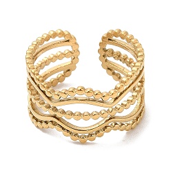 Настоящее золото 18K Ионное покрытие (ip) 304 открытое манжетное кольцо из нержавеющей стали для женщин, реальный 18 k позолоченный, размер США 7 1/4 (17.5 мм)