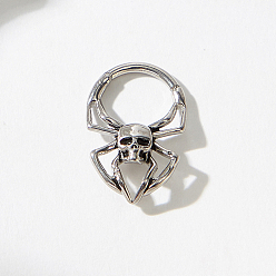 Нержавеющая Сталь Цвет Готические 316 кольца для носа в виде черепа и паука из хирургической нержавеющей стали для мужчин и женщин, украшения для вечеринок, цвет нержавеющей стали, 17x11 мм