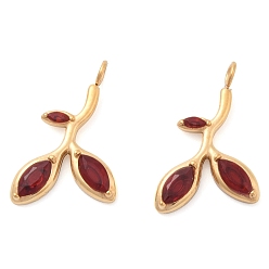 Темно-Красный 304 из нержавеющей стали горный хрусталь подвески, ионное покрытие (ip), золотые, темно-красный, 19x13.5x3 мм, отверстие : 2.5 мм