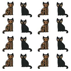 Черный 20шт 2 стили Хэллоуин резные деревянные подвески, кошка прелести, чёрные, 30.5x23.5x2 мм, отверстие : 1.6 мм, 10 шт / стиль