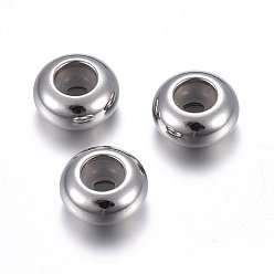 Нержавеющая Сталь Цвет 201 из нержавеющей стали бусы, с резиной внутри, ползунки, рондель, цвет нержавеющей стали, 6x3 мм, отверстие : 2.7 мм, резиновое отверстие: 1.5 мм