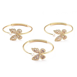 (52) Непрозрачная лаванда Браслет-манжета в форме бабочки из кубического циркония с искусственным жемчугом, настоящие позолоченные украшения из латуни для женщин, без кадмия и без свинца, разноцветные, внутренний диаметр: 18 дюйм (2-1/4x2-1/4 см)