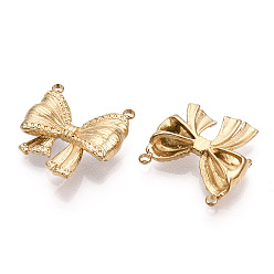 Настоящее золото 14K 304 подвески из нержавеющей стали, ручная полировка, бантом прелести, реальный 14 k позолоченный, 21x20x5 мм, отверстие : 1.5 мм