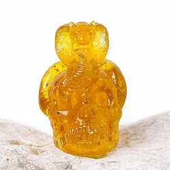 Океанический Джаспер Хэллоуинская змея с черепом, фигурки из смолы, с натуральной стружкой океанской яшмы внутри статуй для украшения домашнего офиса, 58x43 мм