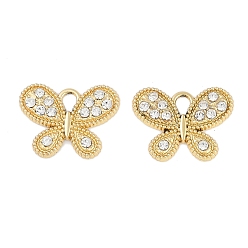Золотой Подвески из сплава с ультрафиолетовым покрытием, со стразами, без свинца и без кадмия, бабочка, золотые, 15x20x2 мм, отверстие : 3 мм