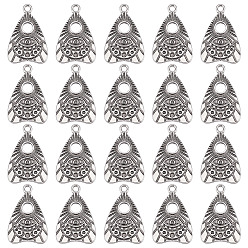 С Покрытием Тайского  Серебра Сплавочные подвески тибетского стиля, шарм планшета говорящей доски со всевидящим оком, Таиланд, стерлинговое серебро, покрытие, 24.5x16x2 мм, отверстие : 2 мм, 20 шт / коробка