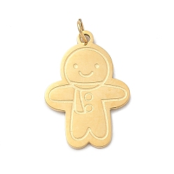 Gingerbread Man Новогодняя тема 304 подвески из нержавеющей стали, золотые, Колобок, 17x12x1 мм, отверстие : 2.5 мм