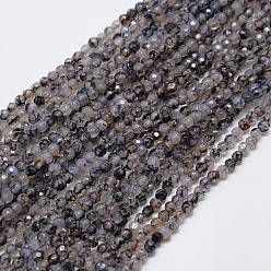 Светло-серый Естественно агат круглых бусин прядь, окрашенные, граненые, светло-серый, 4 мм, отверстие : 0.9 мм, около 92 шт / нитка, 14.5 дюйм