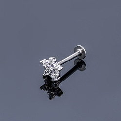 Звезда 316l серьги для хряща из хирургической нержавеющей стали с микропаве из прозрачного кубического циркония, цвет нержавеющей стали, ежедневные аксессуары для ушей, цветок, 10 мм