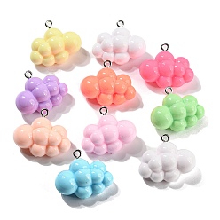 Mixed Color Opaque Acrylic Pendants, with Iron Findings, Cloud, Mixed Color, 22x26.5x12.5mm, Hole: 2mm
