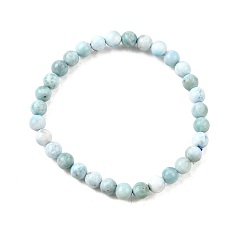 Ларимар Круглый браслет из натуральных бусин ларимара/пектолита, украшения из драгоценных камней для женщин, бусины : 6~7 мм, внутренний диаметр: 2-1/8 дюйм (5.5 см)
