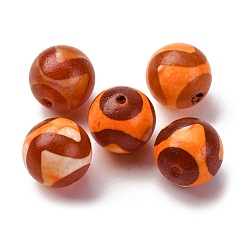 Horse Tooth Pattern Тибетского стиля бусы дзи, природных бисера агат, круглые, окрашенная и подогревом, цвет шоколада, узор из конских зубов, 14 мм, отверстие : 1.8 мм