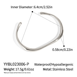 Нержавеющая Сталь Цвет Минималистичные 201 браслеты-манжеты из нержавеющей стали в форме буквы С для женщин, цвет нержавеющей стали, внутренний диаметр: 2-1/2 дюйм (6.4 см)