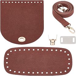 Coconut Brown DIY Knitting Crochet, PU Leather Bag Bottom, Alloy/Iron Findings, for Handbag DIY Craft Shoulder Bags Accessories, Flat Round, Coconut Brown, 170x150x3mm, Hole: 4.5mm