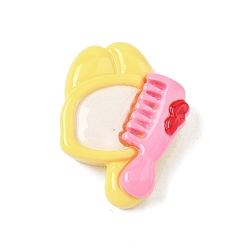 Желтый Симпатичные кабошоны из непрозрачной смолы, миорр и гребень, желтые, 29.5x22.5x7.5 мм