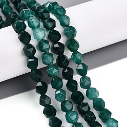 чирок Окрашенные природные белый нефрит бисер пряди, граненые, звезды вырезать круглые бусы, зелено-синие, 7~8x6~7.5x6~7.5 мм, отверстие : 1 мм, около 48~49 шт / нитка, 14.17~15.35'' (36~39 см)