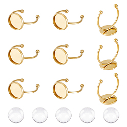 Золотой Набор для самостоятельного изготовления кольца-манжеты с открытым куполом, включая 304 безель из нержавеющей стали с кольцом для чашек и 201 поддоном из нержавеющей стали, Кабошоны из стекла, золотые, 20 шт / коробка