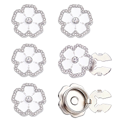 Blanc 6Boutons de manchette en alliage de strass, avec l'émail, fleur, blanc, 19.5x20x8mm