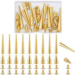 Золотой 20шт. 2 виды заклепок из сплава, конус, золотые, 19.5~54.5x9~9.5 мм, отверстие : 2~2.5 мм, 10 шт / стиль
