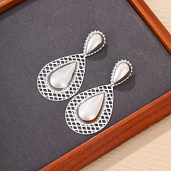 Платина Железные серьги-гвоздики в форме капли, платина, 85x42 мм