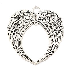 Античное Серебро Подвески из сплава, крылья, античное серебро, 72.5x68x4 мм, Отверстие : 6 мм & 2.5 мм, 40 шт / 1000 г
