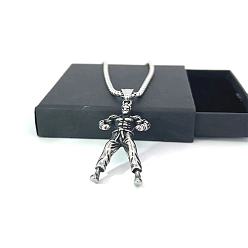 Нержавеющая Сталь Цвет Мужские подвески из нержавеющей стали с мускулистым мужчиной, цвет нержавеющей стали