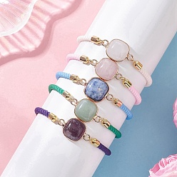 Смешанные камни Браслеты из бусин из натуральных драгоценных камней, Браслеты из витого нейлонового шнура для женщин, 4.33~4.72 дюйм (11~12 см)
