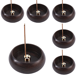 Coconut Brown Round Wood Incense Burners Holder, Aromatherapy Furnace Home Decor, Coconut Brown, 58x21.5mm