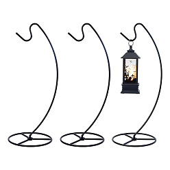 Черный Стенды для показа железных украшений, стеклянная стойка для фонарей с растениями, чёрные, готовое изделие: 14.4x12.4x32.3 см