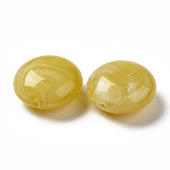 Light Khaki Transparent Acrylic Beads, Two Tone, Flat Round, Light Khaki, 15.5x8mm, Hole: 1.5mm, about: 390pcs/500g