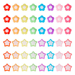 (52) Непрозрачная лаванда 100шт. 2 стили двухцветные непрозрачные акриловые бусины, имитация желе, цветок и звезда, разноцветные, 16~17x16~18x9~10 мм, отверстие : 2.8~3.8 мм, 50 шт / стиль