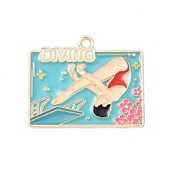 Другие Подвески из спортивного сплава с эмалью, золотые, дайвинг, 23x28x1 мм, отверстие : 2 мм