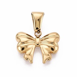 Настоящее золото 18K 304 подвески из нержавеющей стали, бантом прелести, ионное покрытие (ip), реальный 18 k позолоченный, 11.5x14.5x2.5 мм, отверстие : 6x3 мм