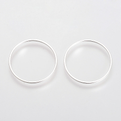 Серебро Латунные соединительные колечки, без свинца и без никеля , кольцо, серебряный цвет гальваническим, 35x1 мм , около 500 шт / мешок