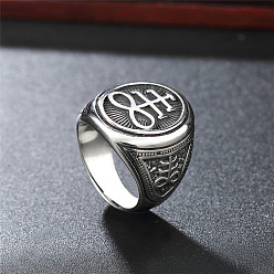 Нержавеющая Сталь Цвет 304 палец кольца из нержавеющей стали, плоский круг с крестом левиафана, цвет нержавеющей стали, размер США 12 (21.4 мм)