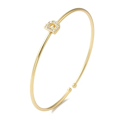 Letter D Браслеты на открытой манжете с прозрачным покрытием из латуни с микро-паве и кубическим цирконием, браслеты с крутящим моментом для женщин, реальный 18 k позолоченный, без свинца и без кадмия, Буква D, внутренний диаметр: 1-7/8x2-1/4 дюйм (4.8x5.8 см)