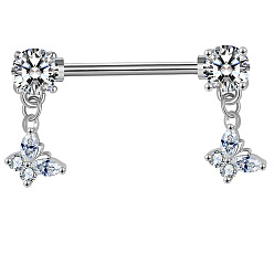 Бабочка 316l хирургические кольца для сосков из нержавеющей стали, с кубического циркония, цвет нержавеющей стали, бабочка, 16 мм