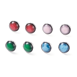 Mixed Color Plain Dome/Half Round Resin Stud Earrings for Women, Mixed Color, 16.5x13.5mm, Pin: 0.7mm