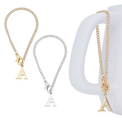 (52) Непрозрачная лаванда 304 подвеска из нержавеющей стали с подвеской в виде буквы А, с железной цепью, Сплав застежками, разноцветные, 138 мм, 2 цвет, 2 шт / цвет, 4 шт / комплект
