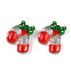 Candy Cane Рождественская тема прозрачная эпоксидная смола декодирует кабошоны, с блеском порошок, шоколадная конфета, 30x23x9 мм