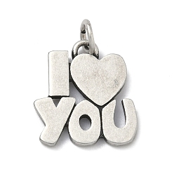 Античное Серебро День святого Валентина 304 подвески из нержавеющей стали, слово я люблю тебя очарование, античное серебро, 18.5x17x2 мм, Перейти кольцо: 6x1 мм, внутренний диаметр: 4 мм