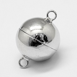 Платина Родиевое покрытие 925 магнитные застежки из стерлингового серебра, круглые, платина, 21x14 мм, отверстие : 2 мм