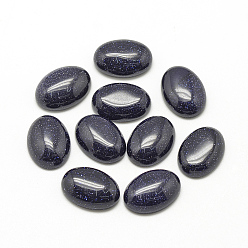 Blue Goldstone Synthetic Blue Goldstone Cabochons, Dyed, Oval, 14x10x6mm