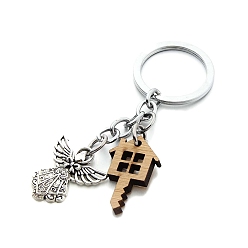 Key Wood Keychain for Women, Angle, Key, 7x4cm