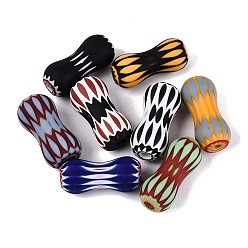 Couleur Mélangete Perles en verre millefiori faites à la main en forme d'os, perles chevrons, couleur mixte, 32~35x14~17x14~17mm, Trou: 1.8~6mm