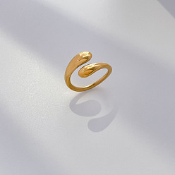 Teardrop 304 палец кольца из нержавеющей стали, золотые, слеза, размер США 6 (16.5 мм)