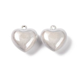Белый Дым Стойки обшивки латунные подвески, без кадмия, без никеля и без свинца, сердце прелести, серый, 20x19x10 мм, отверстие : 2 мм