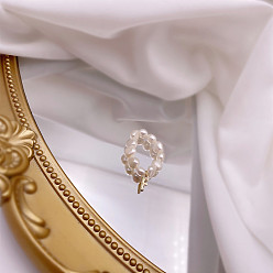 Letter F Перстни из натурального пресноводного жемчуга, с подвеской в виде буквы из сплава золотистого тона, Буква F, внутренний диаметр: 16 мм